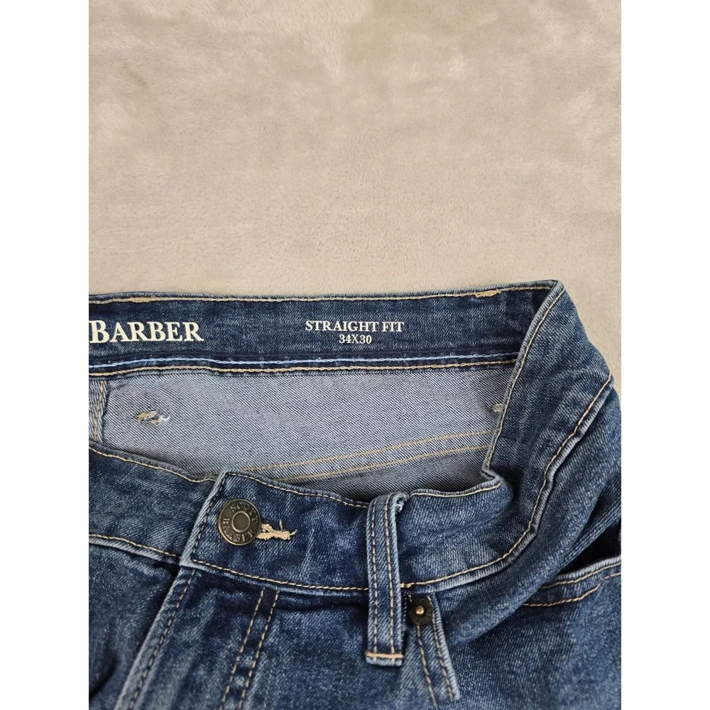 Scott Barber 5 Pocket Jeans Mens 34x30‎ Blue Straight Fit Stretch Denim *Read